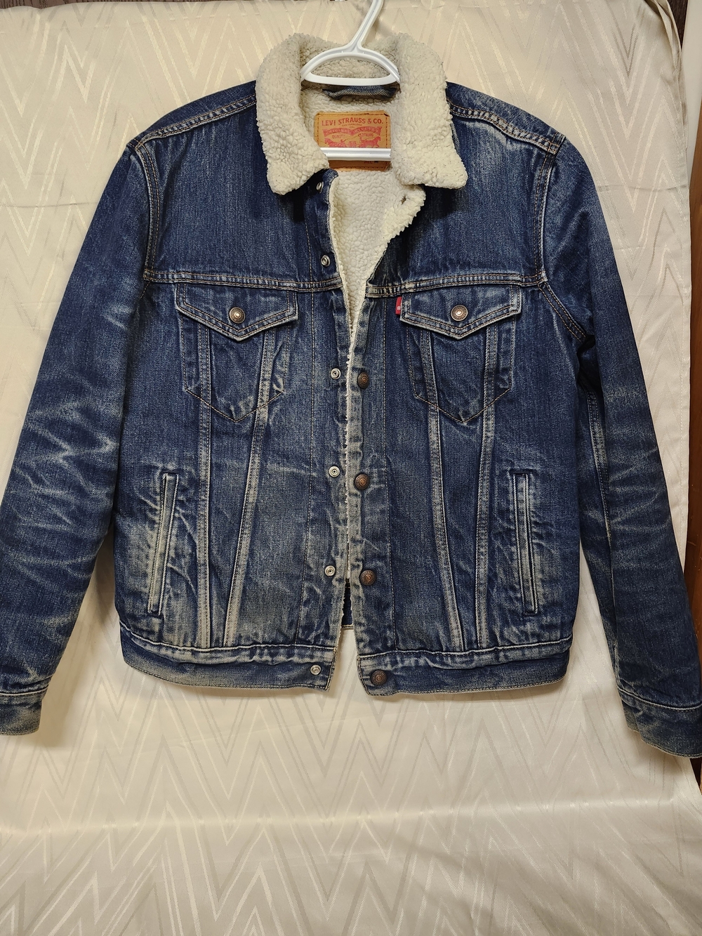Levi's Blue Denim Sherpa Collar Jacket